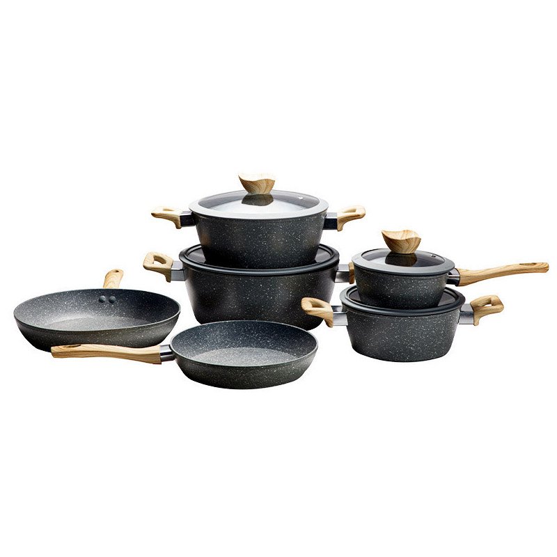 Home kitchen utensil aluminum forged induction nonstick casserole pots and pans cookware sets cooking