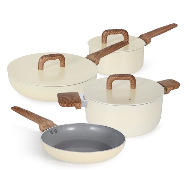 Hot Wholesale 11pcs aluminum lid non stick cookware set with steamer cookingware set with wooden handle