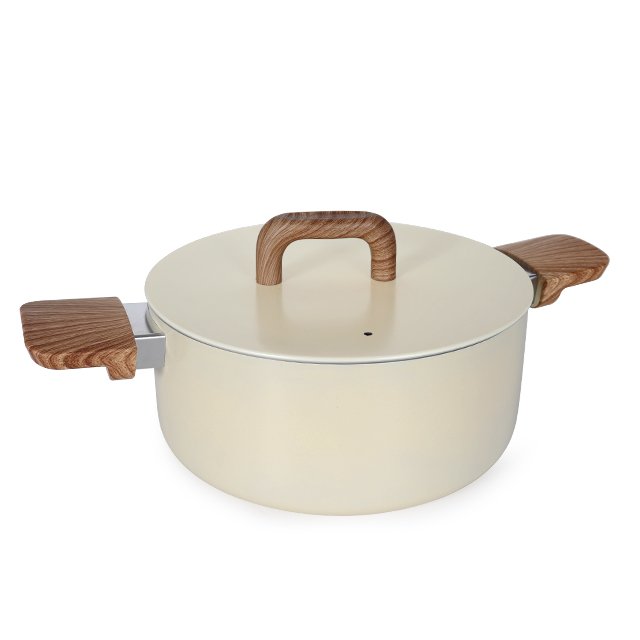 Hot Wholesale 11pcs aluminum lid non stick cookware set with steamer cookingware set with wooden handle
