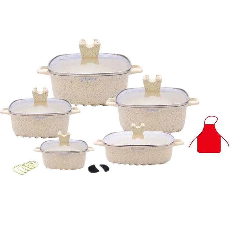 22 pcs Die Casting Aluminum Cookware Set/non-stick Dessini Cookware Sets With Square Shape