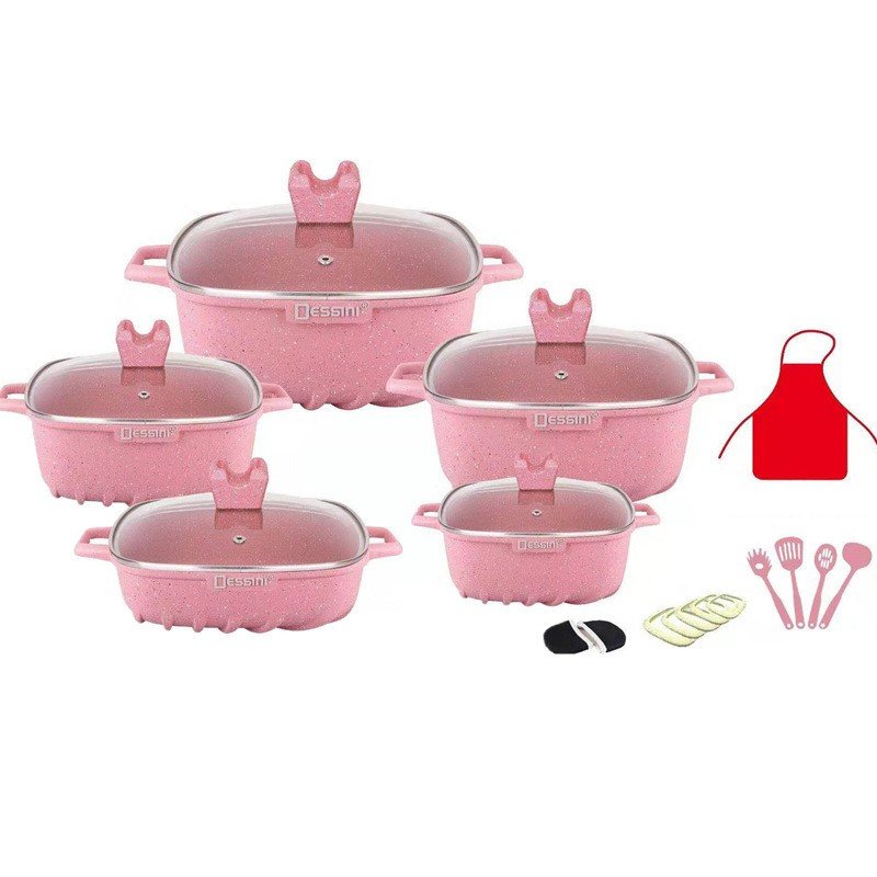 22 pcs Die Casting Aluminum Cookware Set/non-stick Dessini Cookware Sets With Square Shape