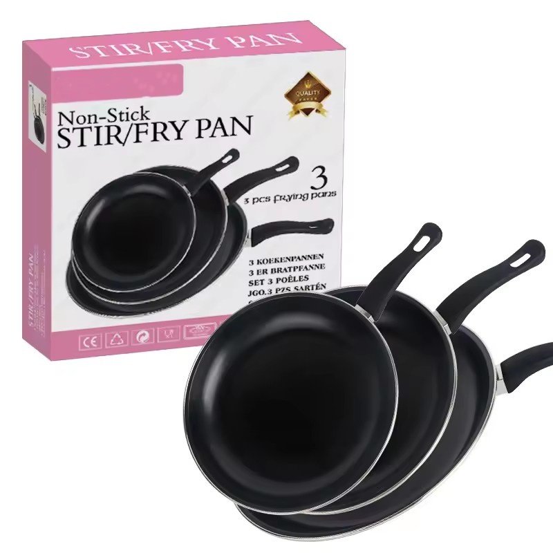 Non-Stick Coating Kitchen Accessories Iron Pot Three-piece Set Non-stick Pot Gift Box Set Frying Pan Frying Pan Cookware Set
