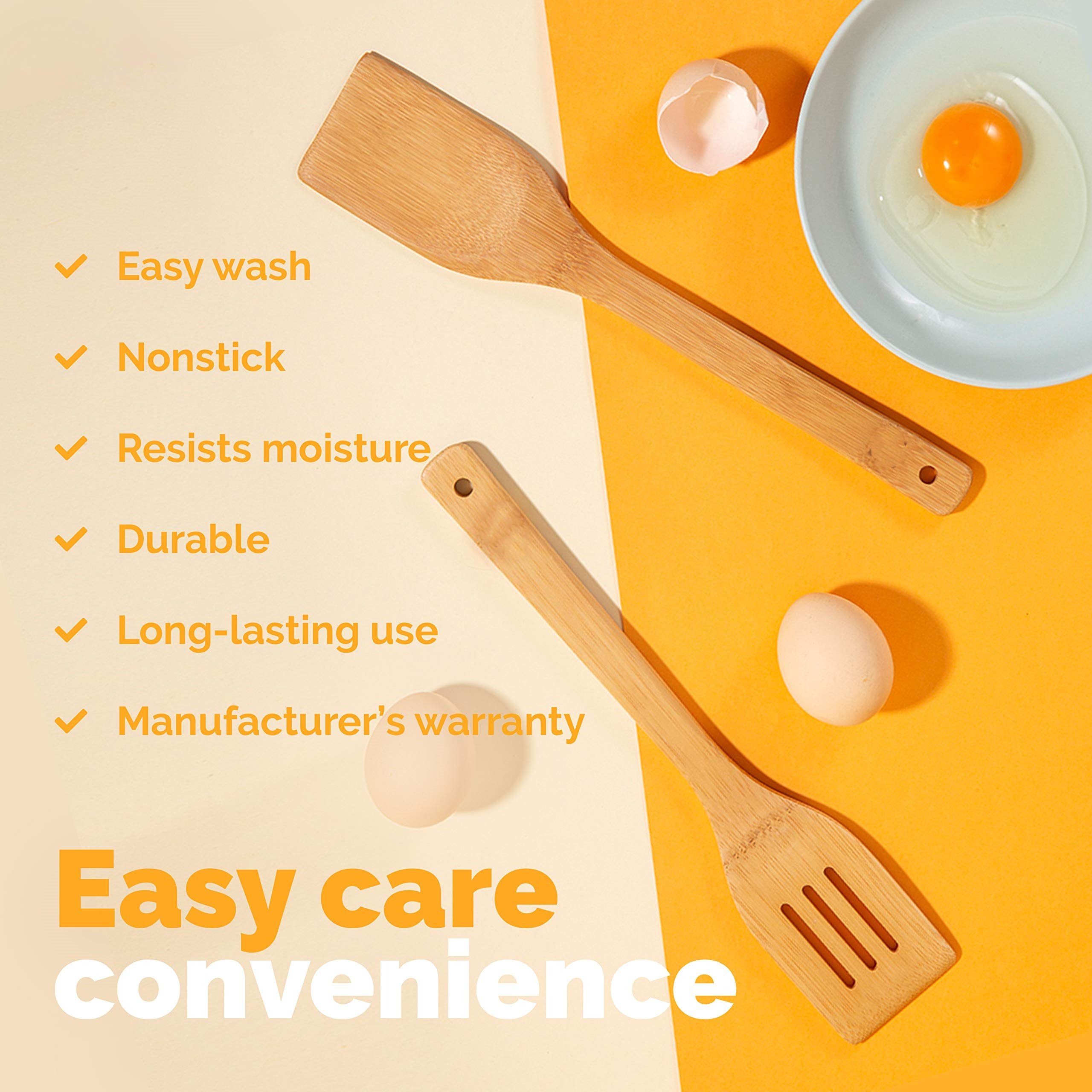 Bamboo Wooden Spoons for Cooking 6-Piece Apartment Essentials Wood Spatula Spoon Nonstick Kitchen Utensil Set Kitchenware Set
