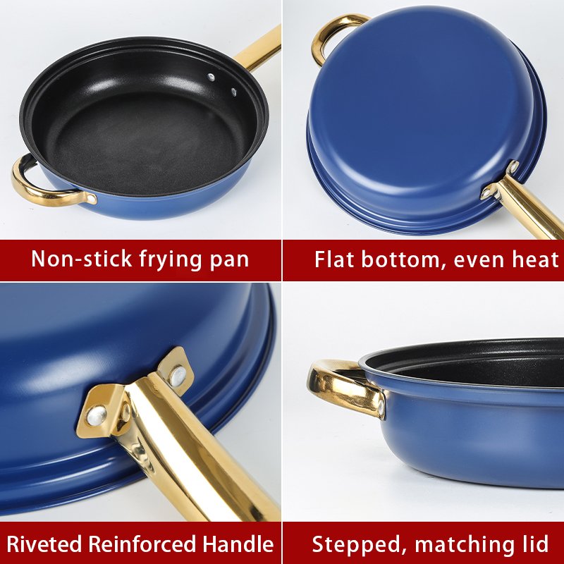 Wholesale Kitchen Pots And Pan Stainless Steel Cookware Set Blue Casserole Set Induction Pot Non Stick Cooking Pot Set