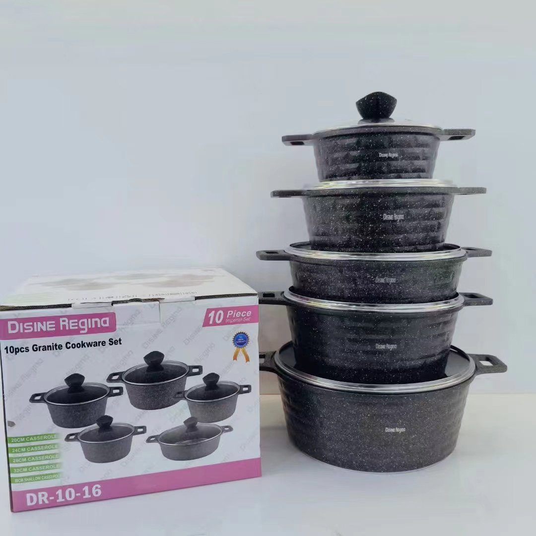 Factory Direct 10 pieces Cookware-Set New Arrival Home Use Aluminium Alloy Pot Set Casserole Deep Fry Pan