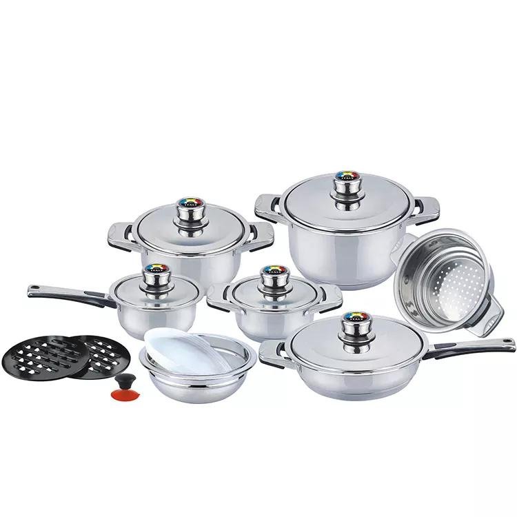 OEM Factory Induction Bottom Wide Rim Stainless Steel Cookware Set for Home Kitchen Cooking