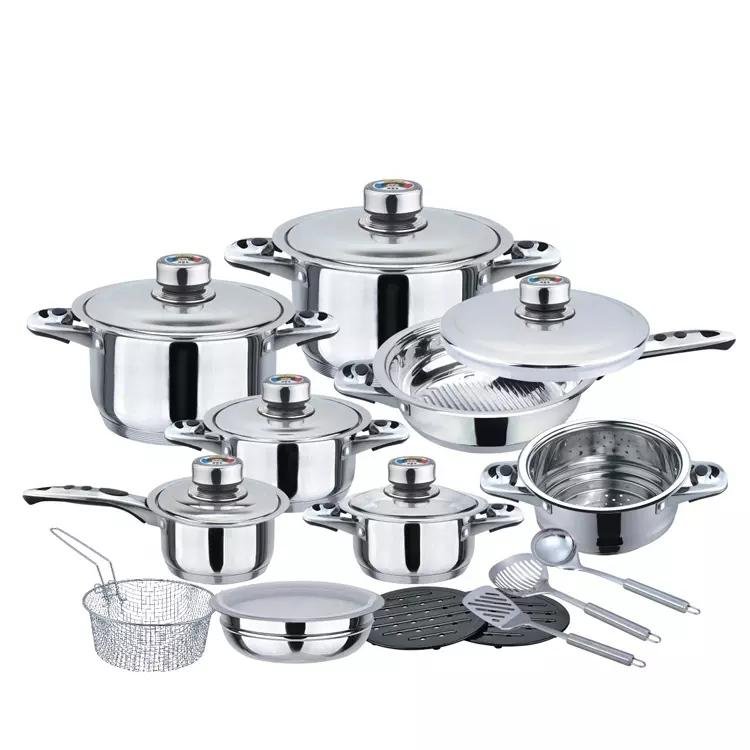 OEM Factory Induction Bottom Wide Rim Stainless Steel Cookware Set for Home Kitchen Cooking