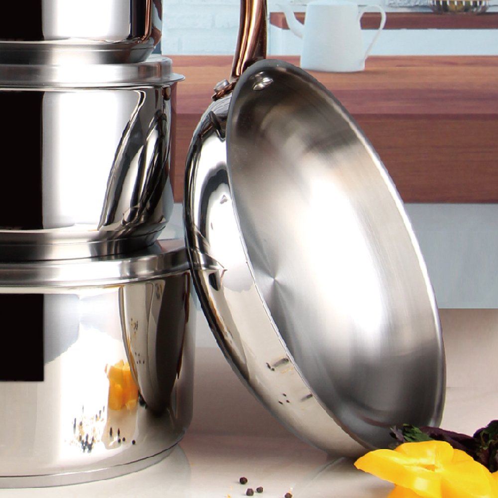 Hot Sell High Quality Stainless Steel 7pcs Cookware Set Includes Saucepan Fry Pan Casserole With Rose Gold Handle