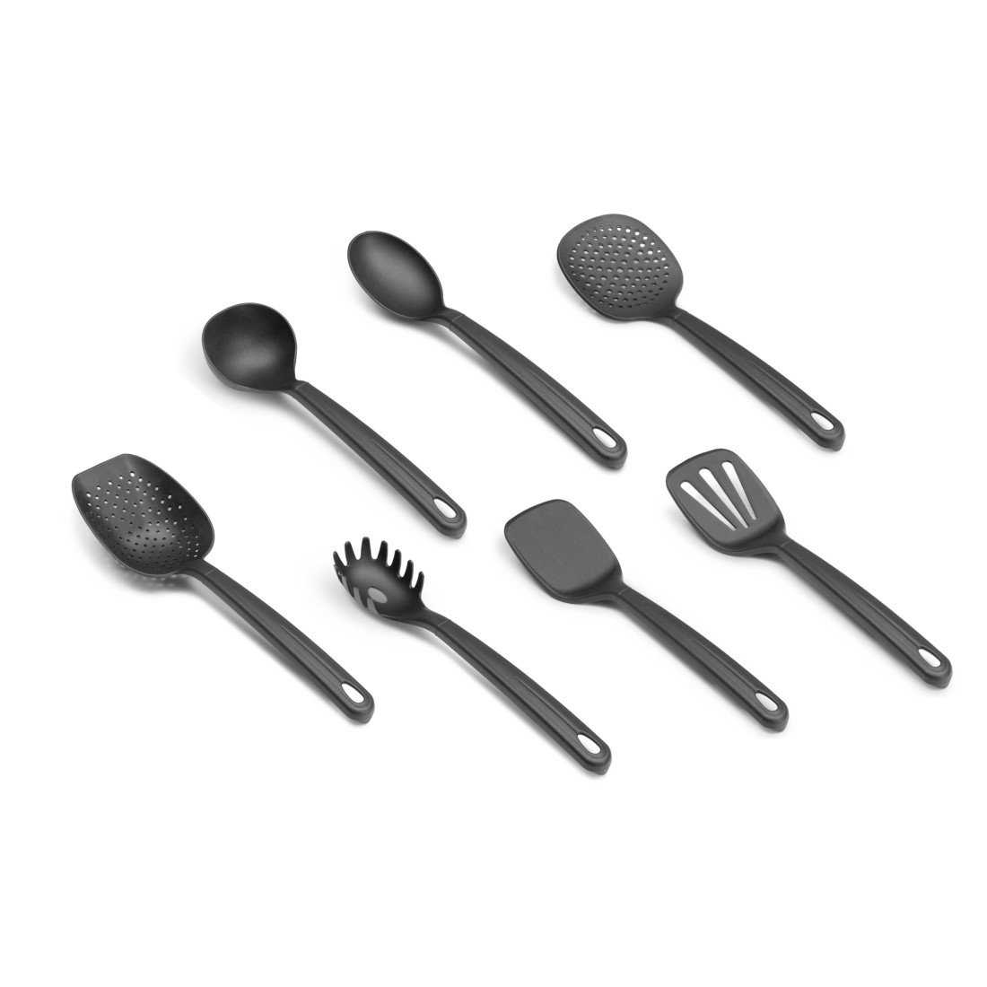 Nylon Black Long Turner Premium Italy Kitchen Cookware Sets Plate Maker for Fried Shovel Holes Chips Potatoes Fish Vegetables