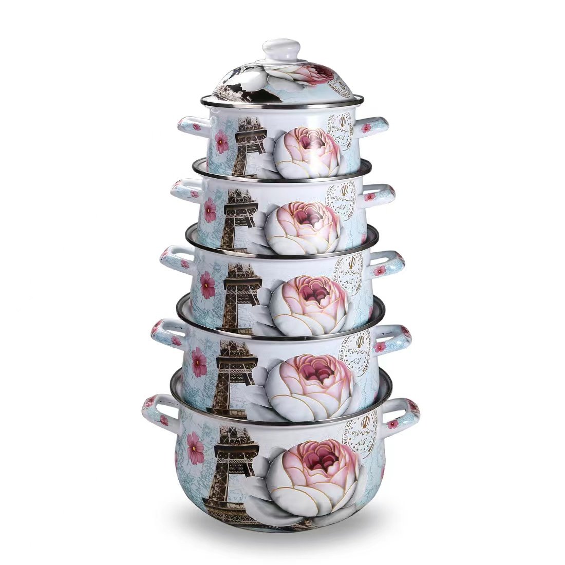 5pcs Cookingware Sets Casserole Cookware 18/20/22/24/26cm enamel sets Cooking Pot Sets with Lids