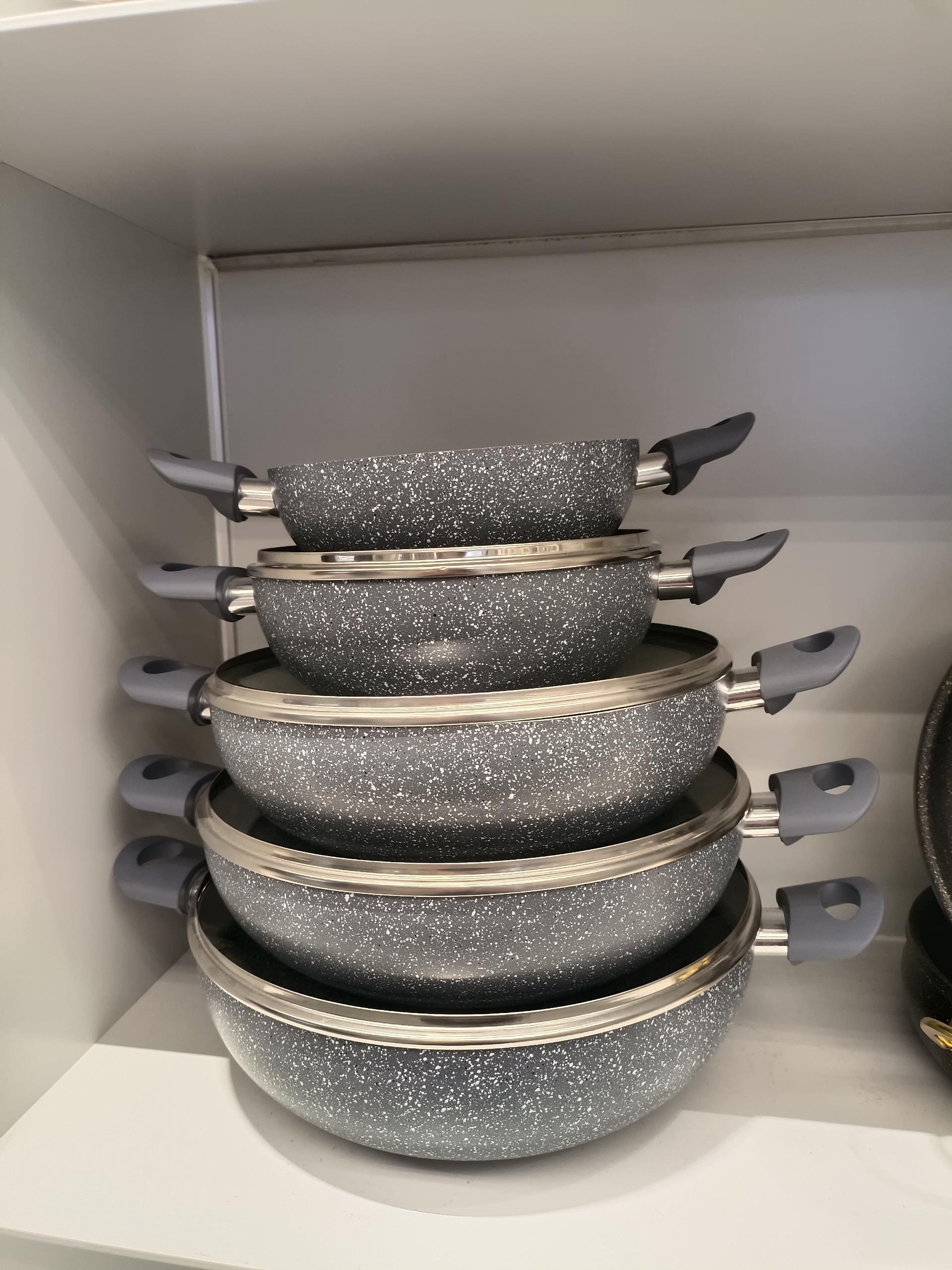 Stocked 10pcs Panelas Cookware Set New Arrival Home Use Aluminium Alloy Detachable Handle Cookware Set
