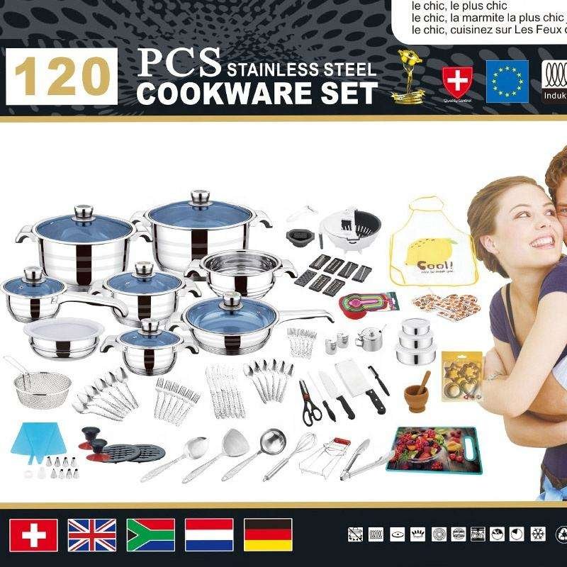 140/120/100pcs stainless steel Wholesale Cheap Price Non Stick Coating Pressed Aluminum Cookware Set With Glass Lid