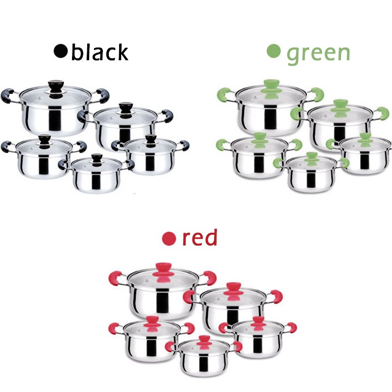 Factory Direct 10-piece Stainless Steel Cookware Set With Lids Kitchenware Soup Pot And Pan Set Matel Cooking Pot