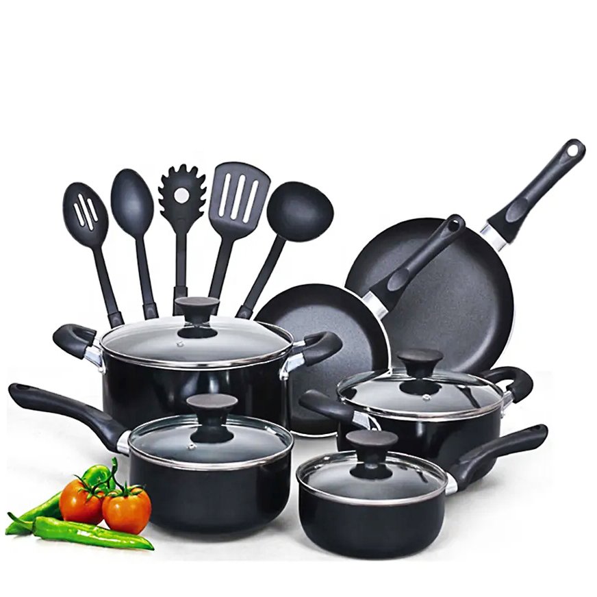 Hot Sales 15PCS Non-stick Cookware Set With Nylon Tools