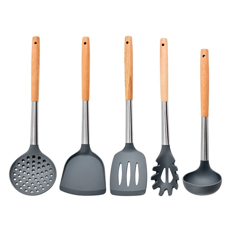 Classic Design Food Grade Silicone Kitchen Cooking Tools Spatula Spoon Cookware Sets