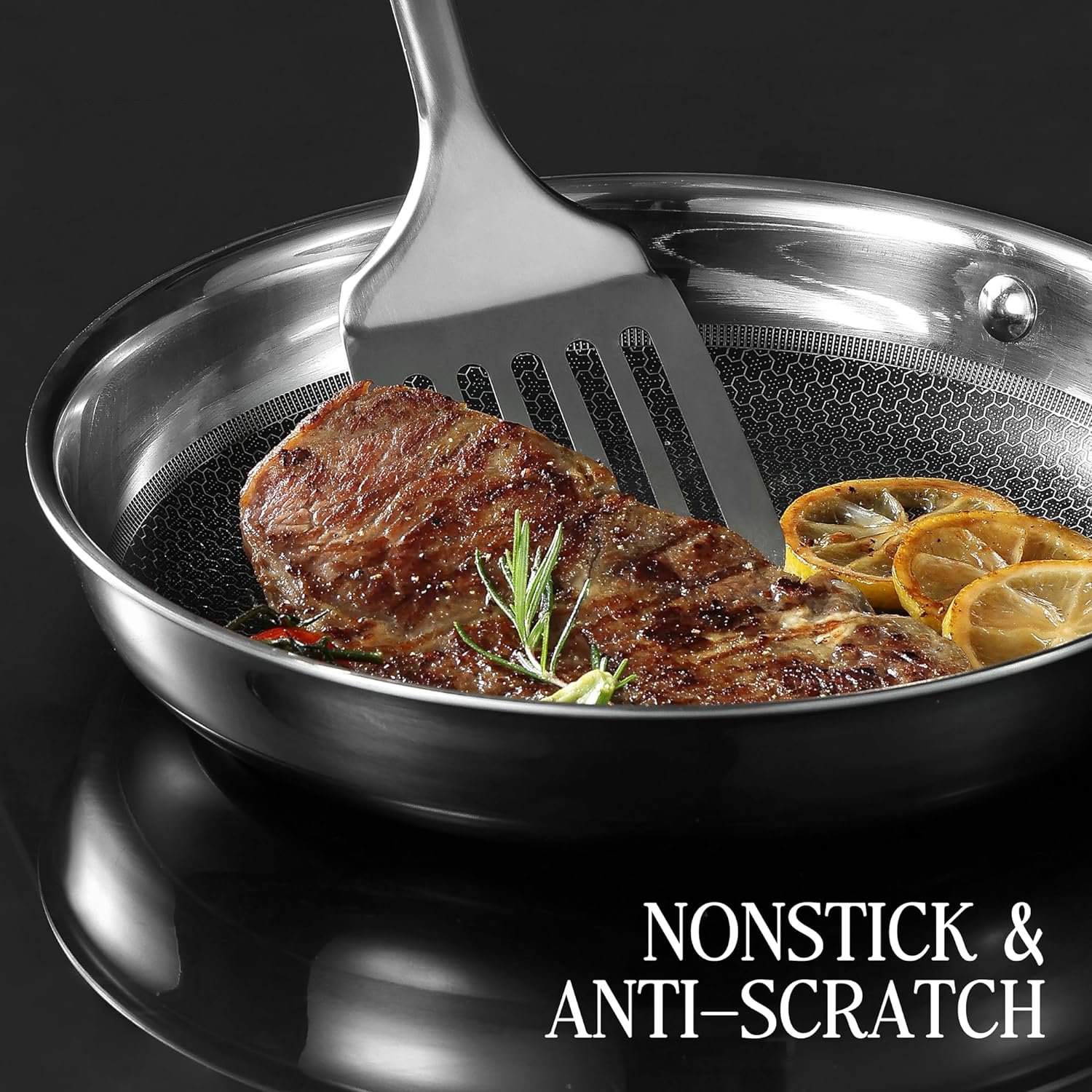 Tri-Ply Stainless Steel Nonstick Pot Set Carote 9Pcs Stainless Steel Cookware Set Fast Heating with Glass Lids