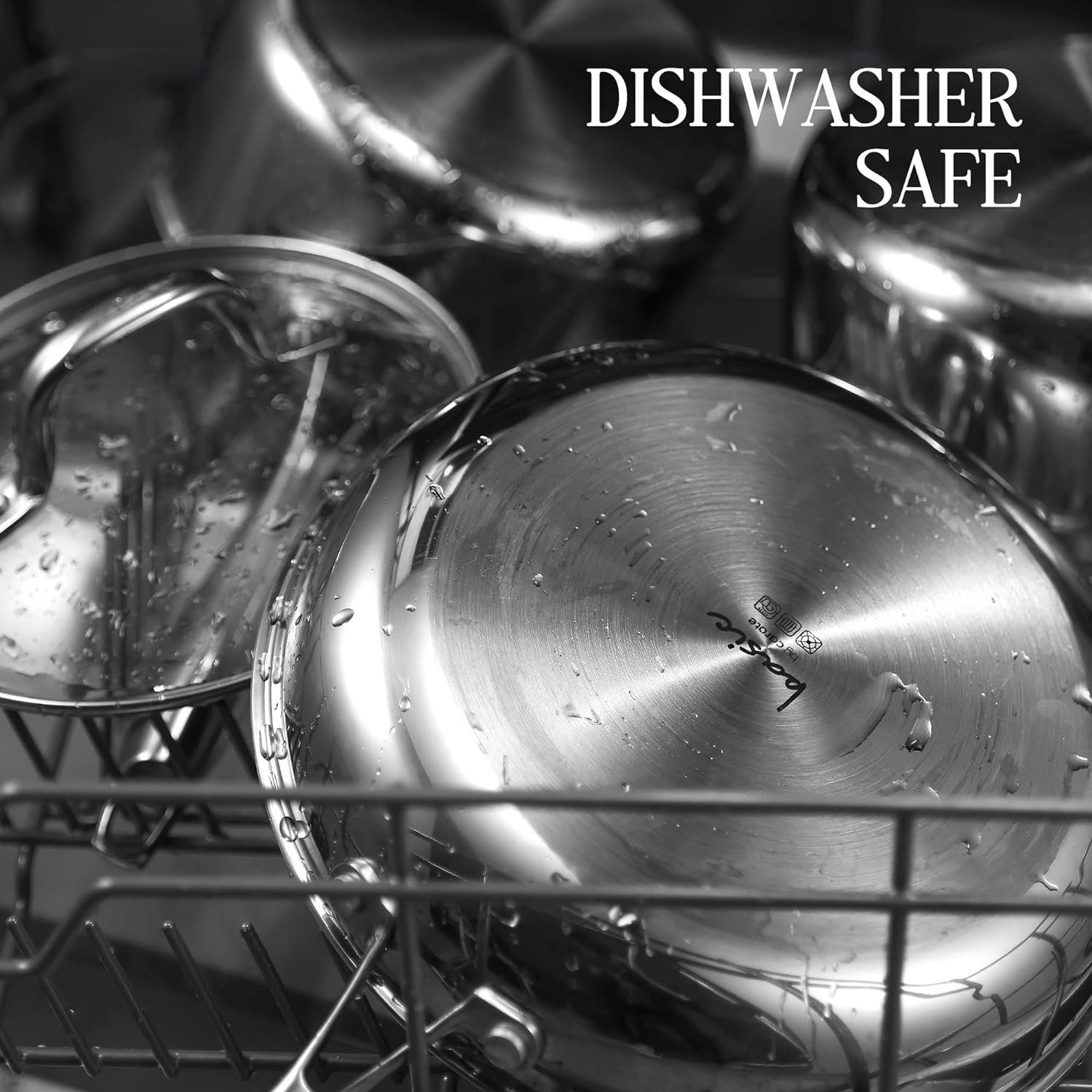 Tri-Ply Stainless Steel Nonstick Pot Set Carote 9Pcs Stainless Steel Cookware Set Fast Heating with Glass Lids