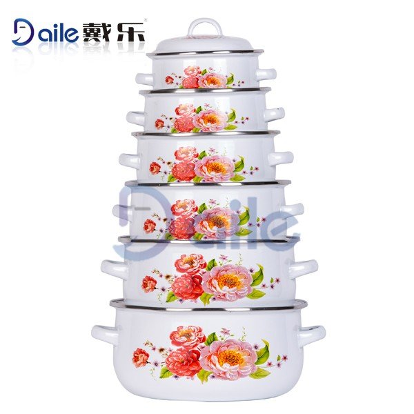 Manufacturers Wholesale Enamel Kitchenware Cooking Set Enamel Cookware Set