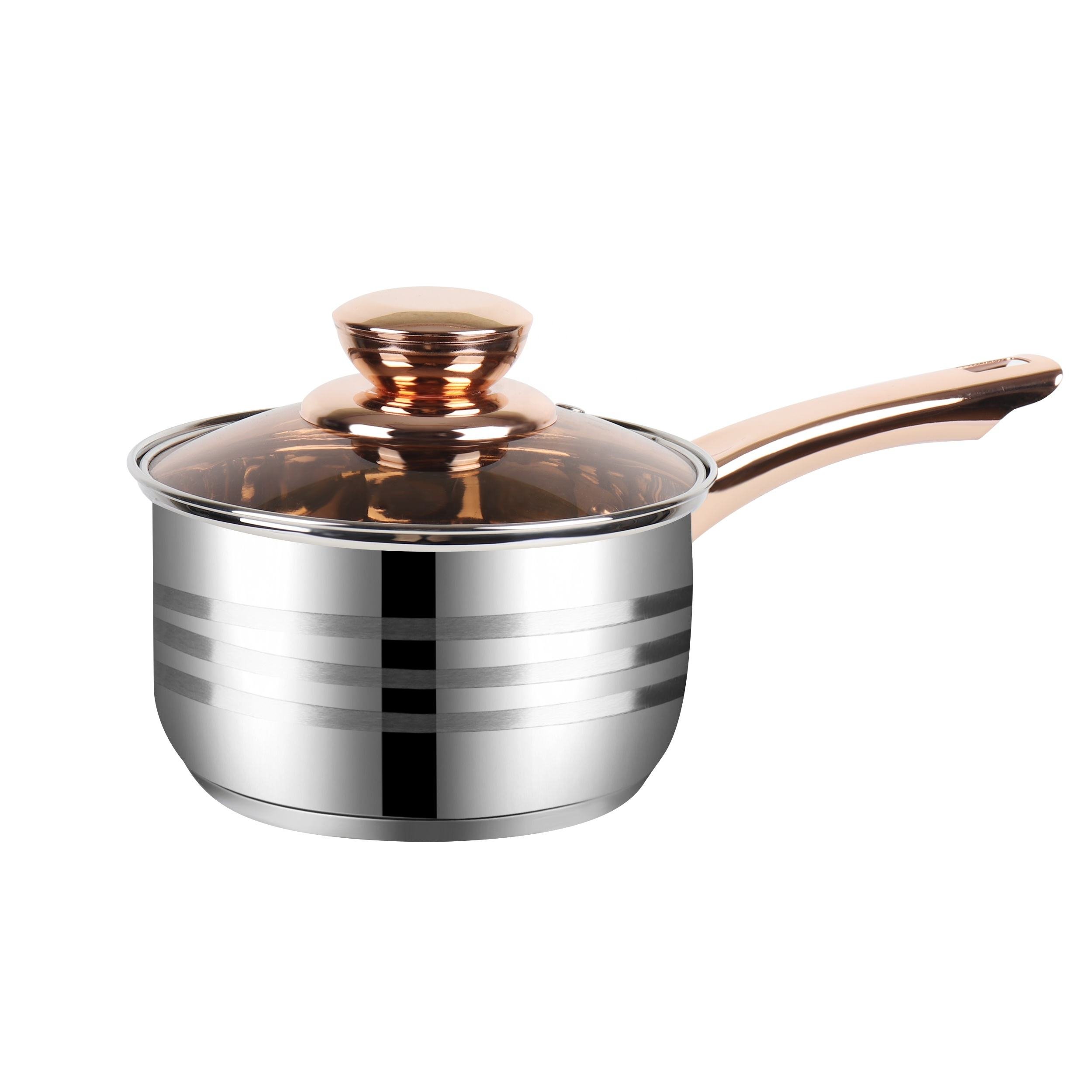 Classic Cookware Set Stainless Steel 12 Pieces Heavy Weight Nonstick Cooking Pots Glass lid