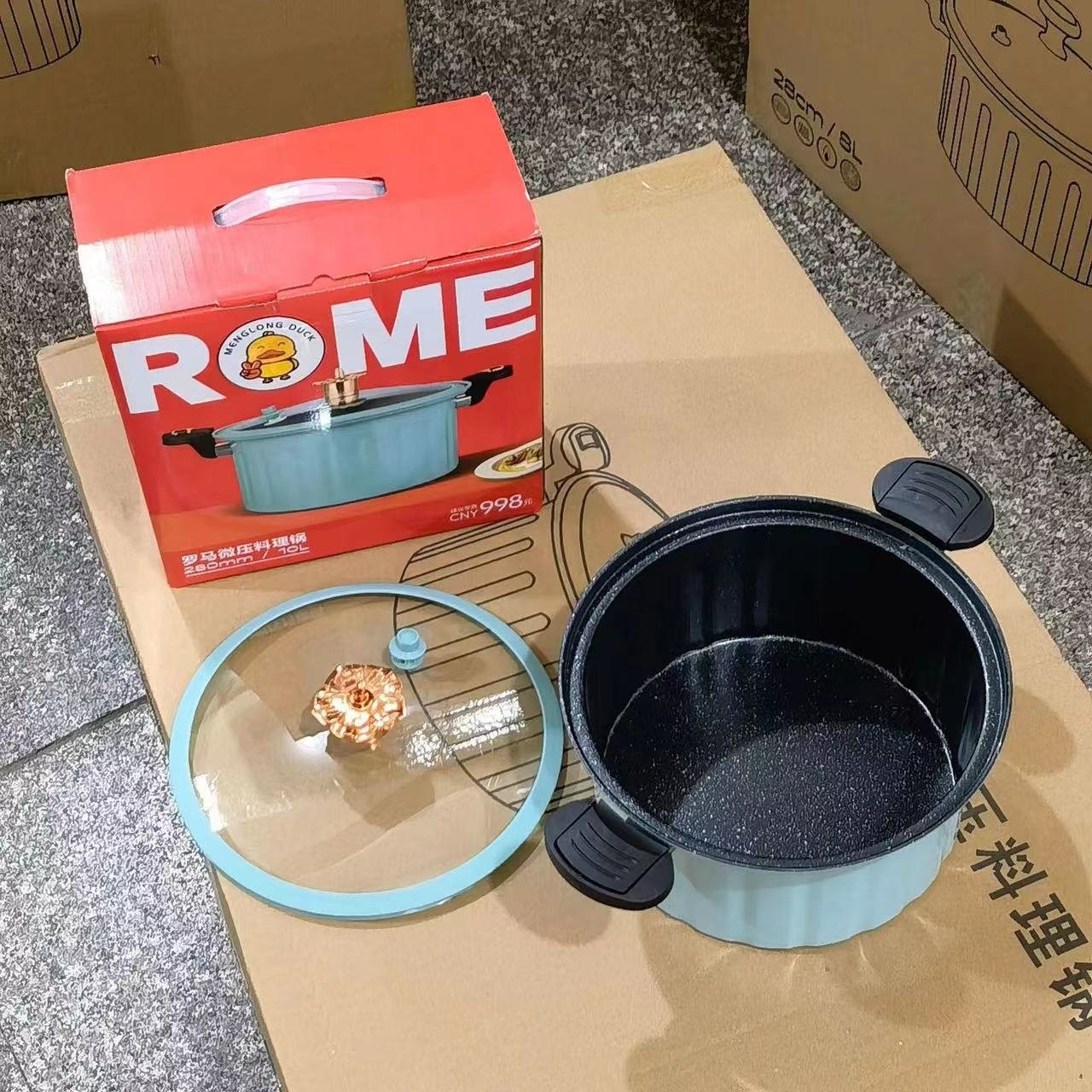 Hot Selling Home 8L Large Capacity Soup Pot Non-stick Double Ear Pot With Glass Lid Cooker Enamel Micro Pressure Cookware