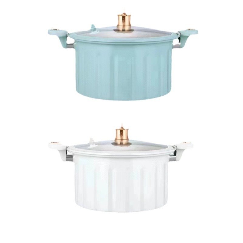 Hot Selling Home 8L Large Capacity Soup Pot Non-stick Double Ear Pot With Glass Lid Cooker Enamel Micro Pressure Cookware
