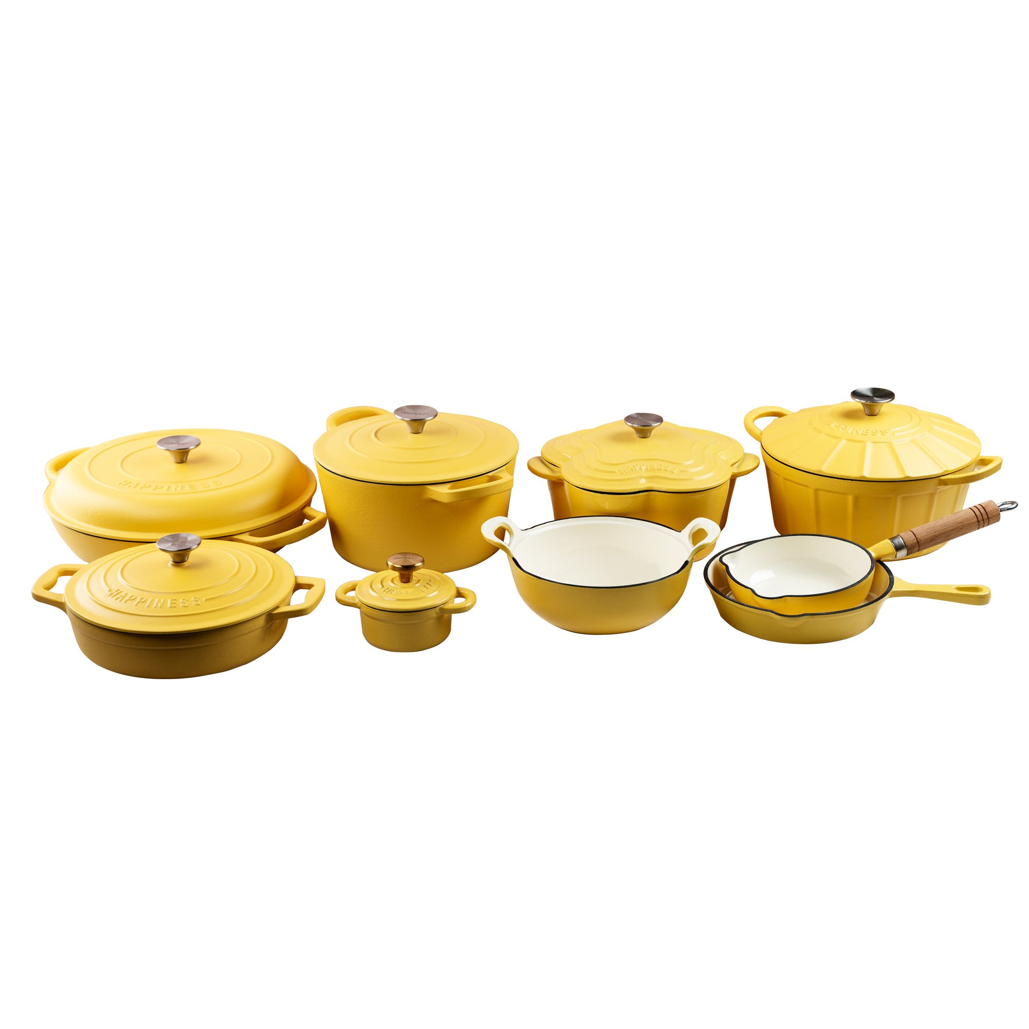Bright Houseware 12pcs Wholesale Cookware With Cheap Price Low MOQ Home Kitchen Custom Pot Red Enamel Cast Iron Cookware Sets
