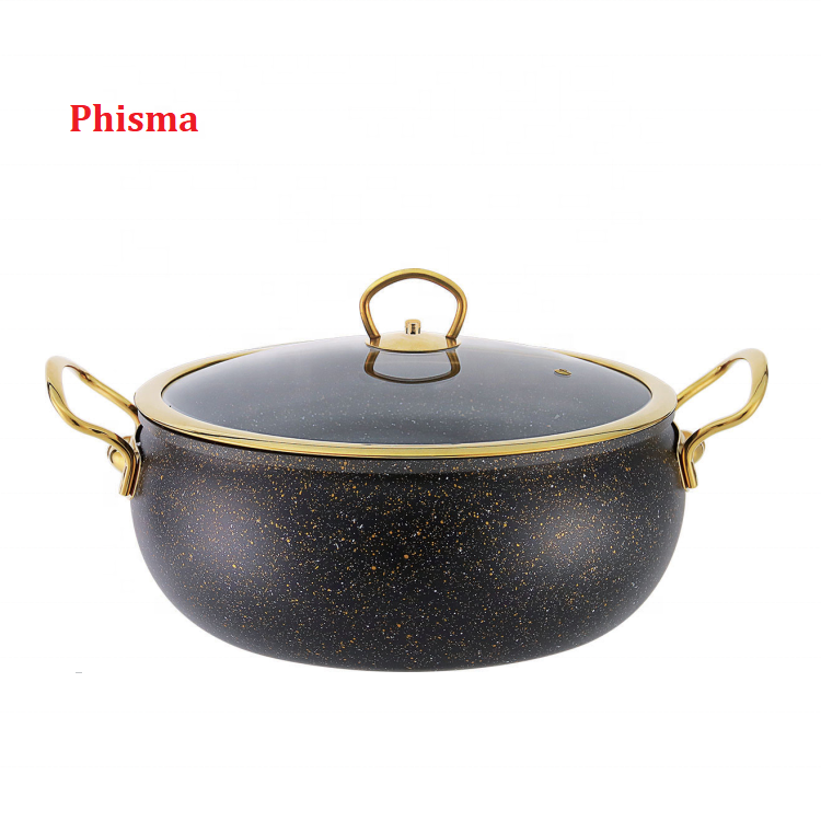 Phisma Cheap But High Quality 9Pcs Press Alumminum Cookware Sets Pots Granite Coating S/S Long Handle Cooking Pot Fry Pan