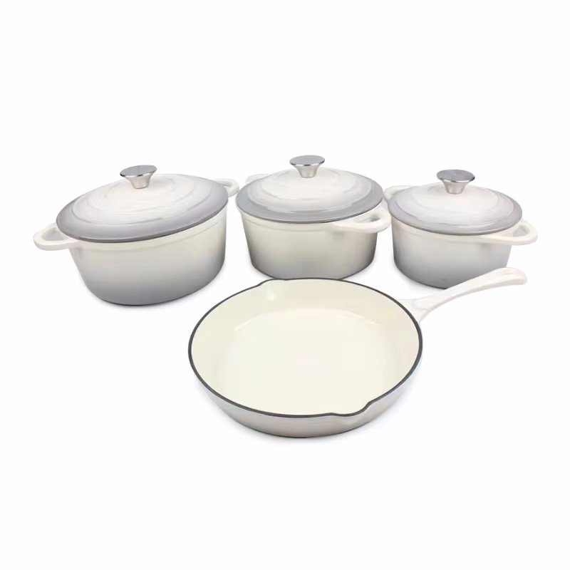 Kitchenware Quality Casserole Cooking Pots Pans 7 pcs Non Stick Enamel Cast Iron Cookware Set