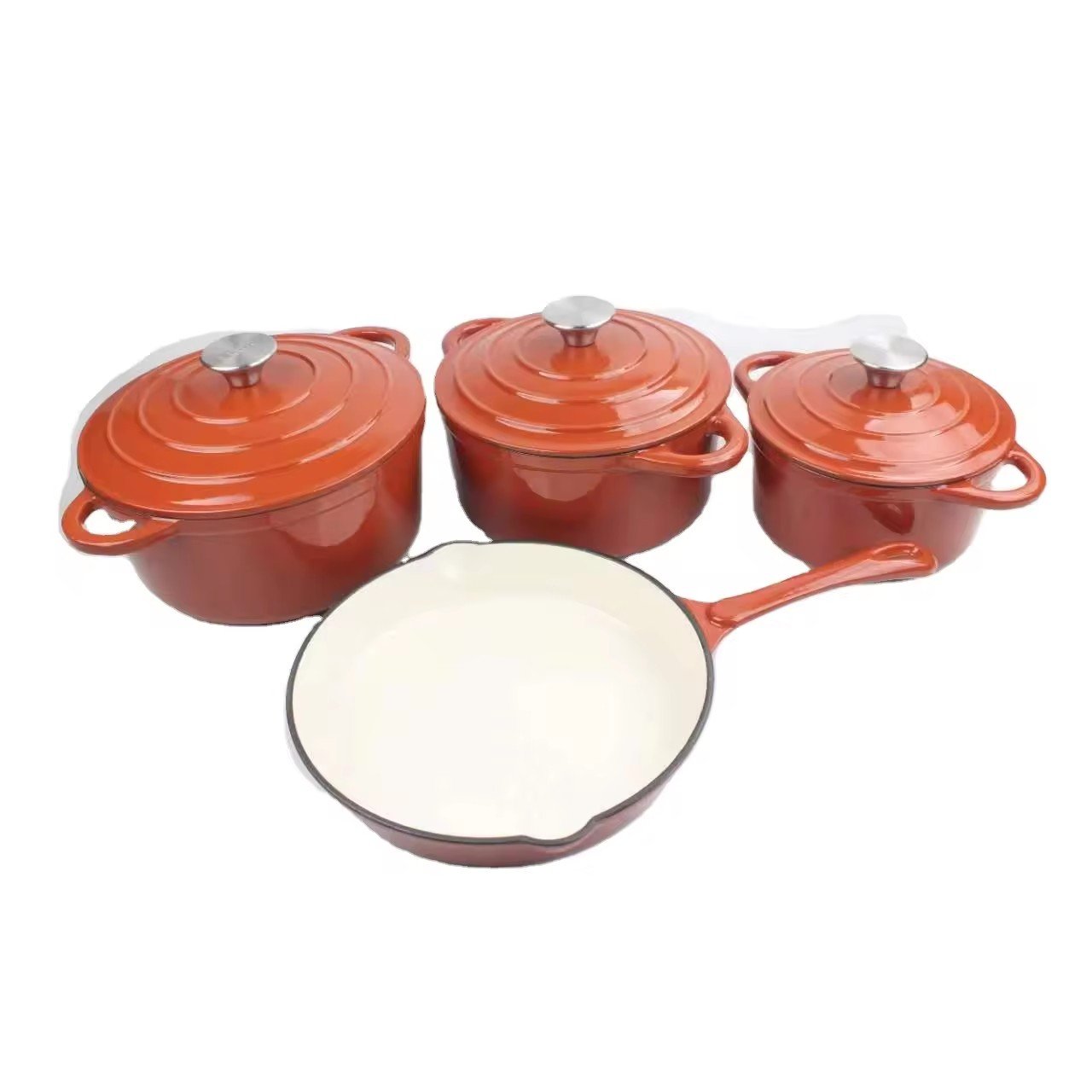 Kitchenware Quality Casserole Cooking Pots Pans 7 pcs Non Stick Enamel Cast Iron Cookware Set
