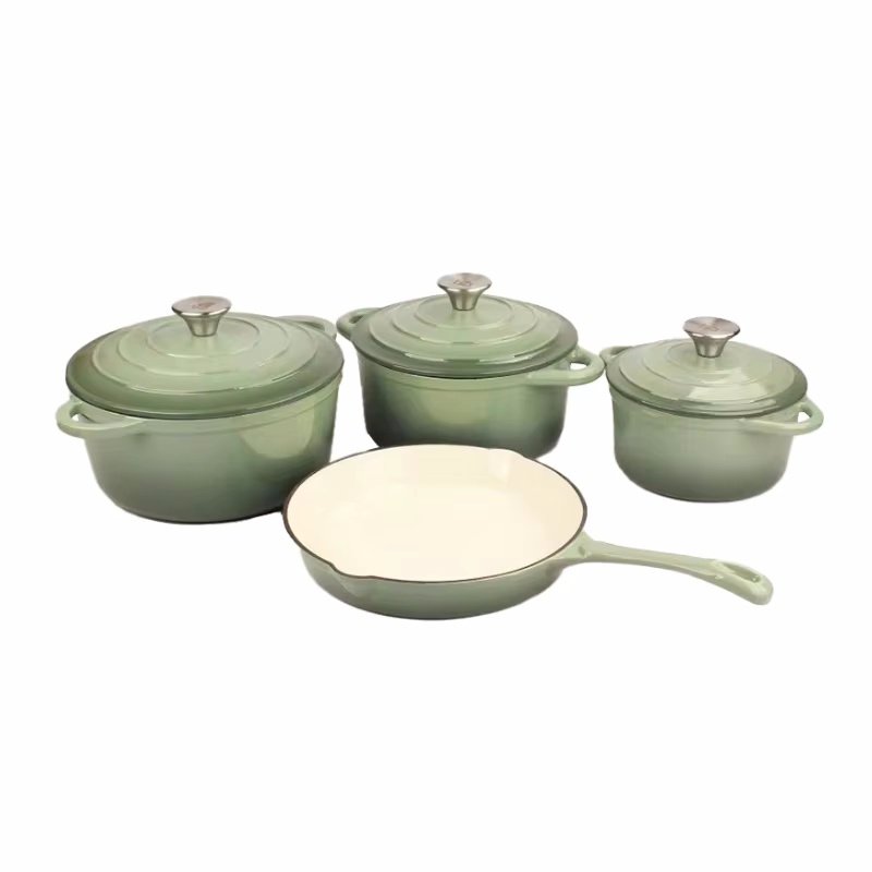 Kitchenware Quality Casserole Cooking Pots Pans 7 pcs Non Stick Enamel Cast Iron Cookware Set