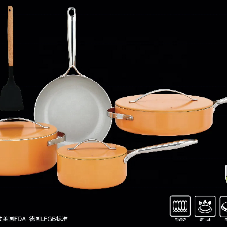 aluminum alloy caraway ceramic coating cookware set with ss handle