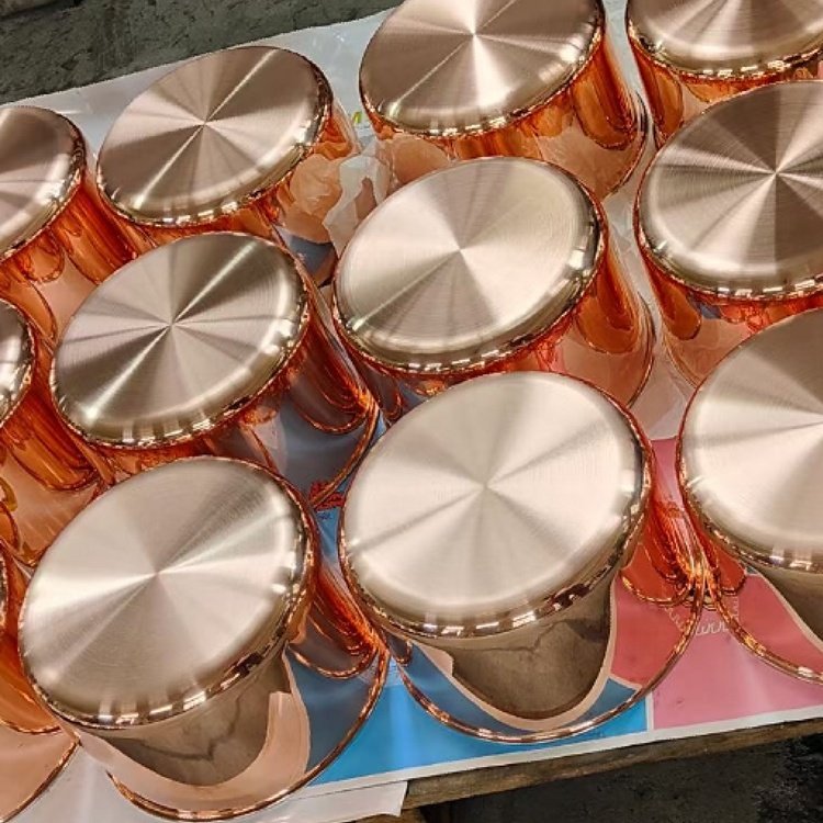 10Pcs 3ply copper clad body cookware induction pots and pan set for home kitchen cooking