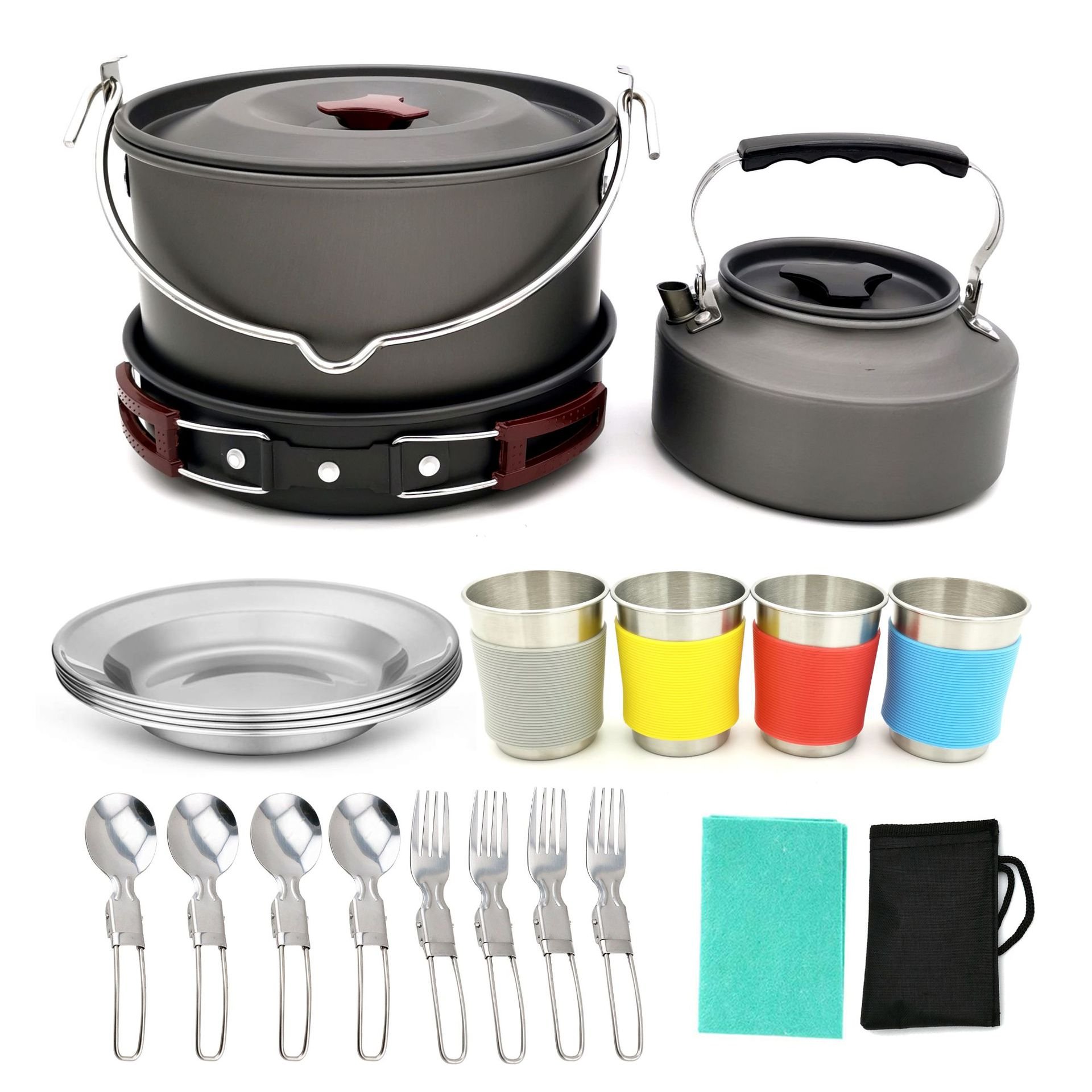 Camping Cookware Set Tableware Set Portable Non-stick Cooking Picnic Pot Suitable for 3-4People Outdoor Camping kitchen set pots