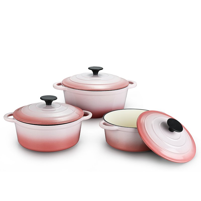 Chinese Non stick 4pcs cast iron enamel cooking pot cookware set of cooking pots
