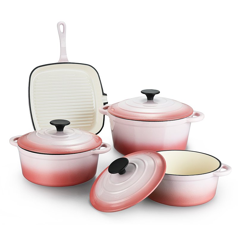 Chinese Non stick 4pcs cast iron enamel cooking pot cookware set of cooking pots