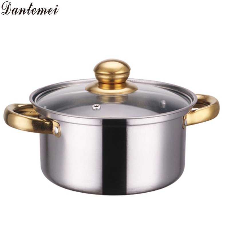 Hot Selling Tri-ply Stainless Steel Pots Set Multicolor Luxury Kitchen Cookware Sets With Glass Lid