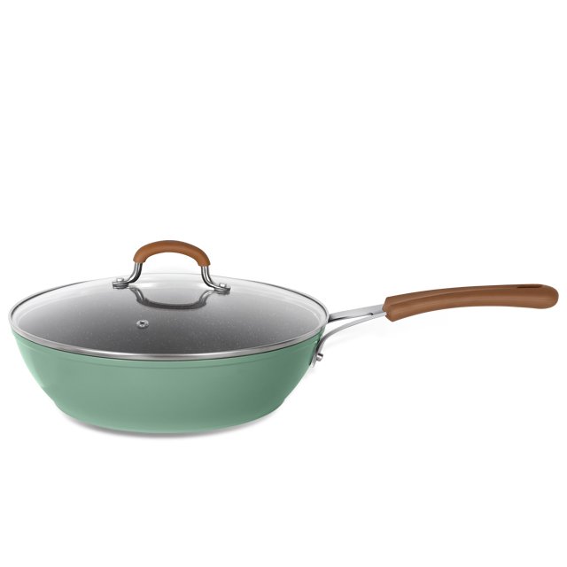 Oil free 8pcs forged aluminum green marble coating non stick cookware set induction cooking pot and pan