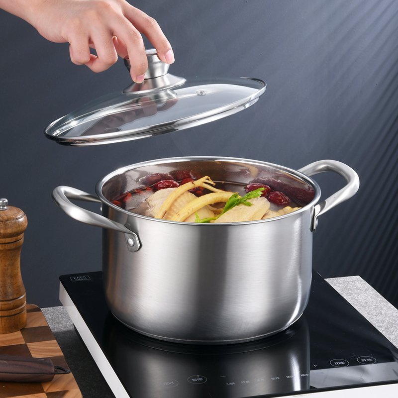 Yuedisi Custom Logo New Design 304 Stainless Steel Soup & Stock Pots with Lid Cooking Pots Cookware Sets For Kitchen