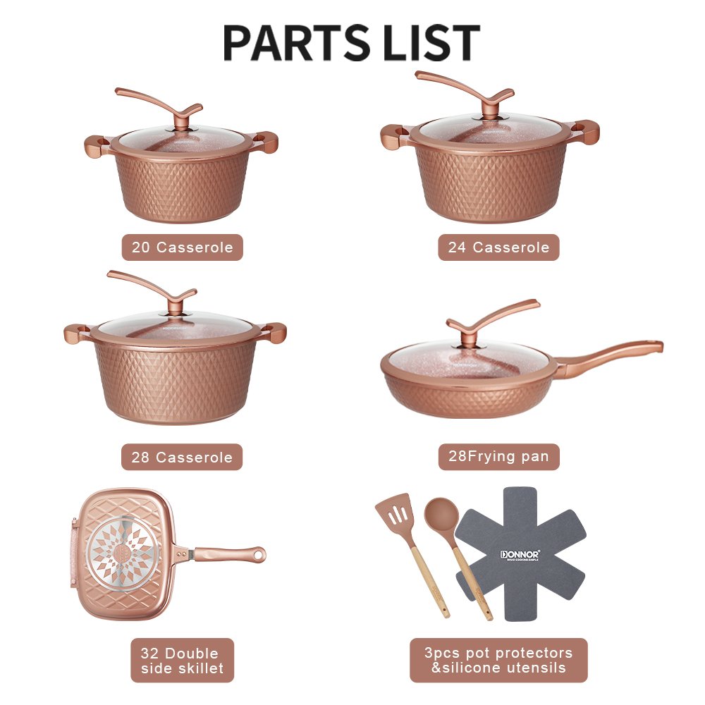 15 Piece Kitchen Cookware Set Die Casting Aluminium Ceramic Non-Stick Cookware Sets For Cooking