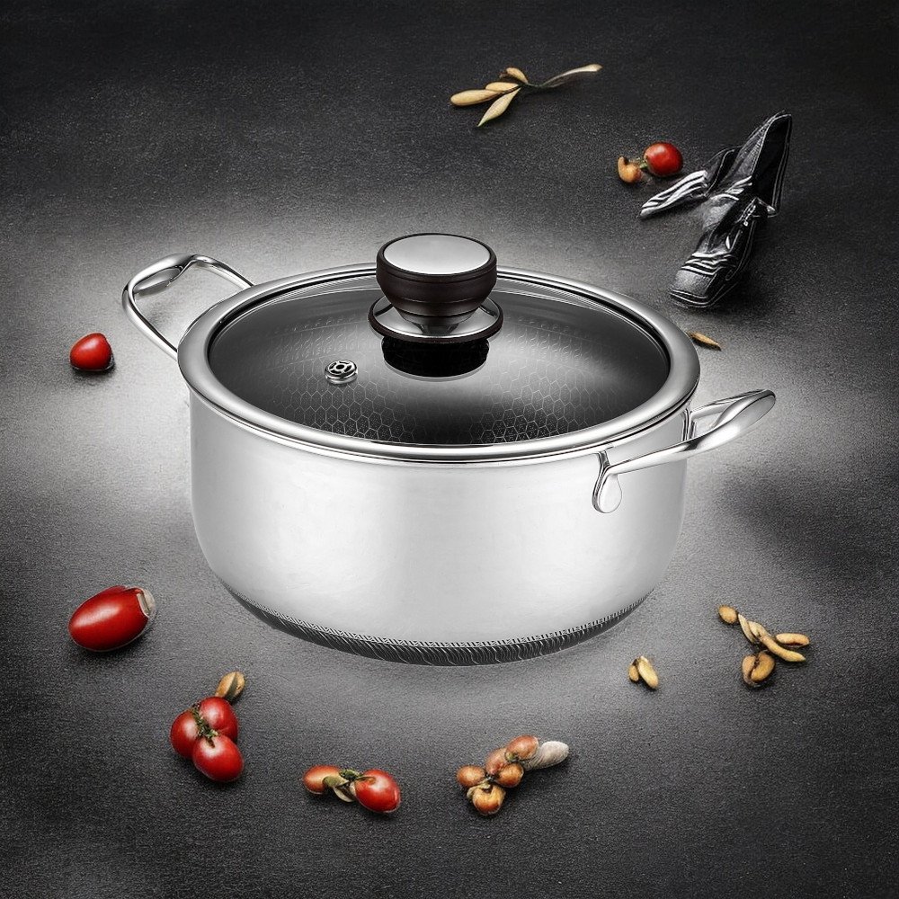 Stainless Steel Pots and Pans Set 7 Pcs Nonstick Kitchen Cookware Sets Honeycomb Coatings Frying Pans