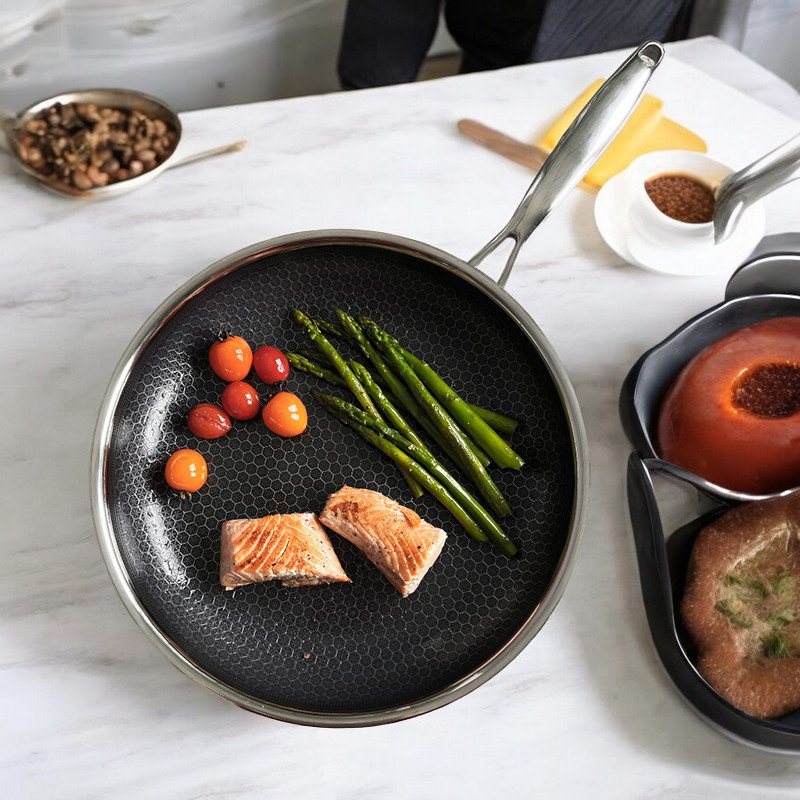 Stainless Steel Pots and Pans Set 7 Pcs Nonstick Kitchen Cookware Sets Honeycomb Coatings Frying Pans