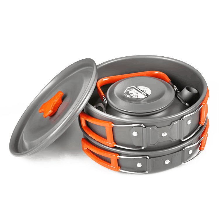 GARIDA 2-3 Person Hard Alumina Outdoor Family Picnic Self-driving Picnic Portable Pot Utensils Camping Cookware Set GCCC-K003
