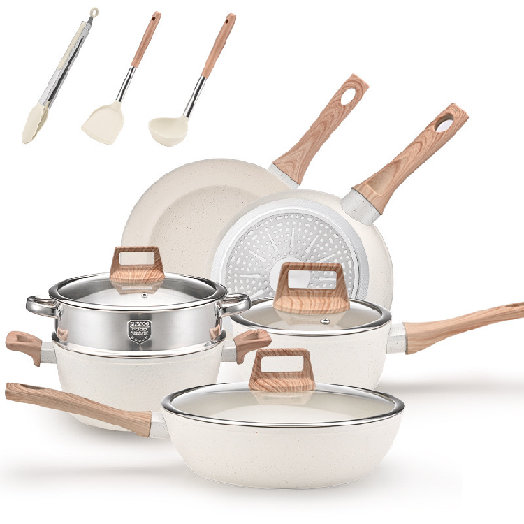 Best Sellers Medical Stone Nonstick Cookware Set 12pc Nonstick Rotisserie induction kitchen pot cookware set cooking