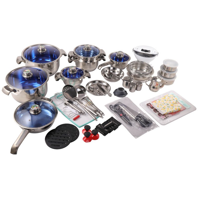 Manufacturer Custom Soup Pot & Stock Pot 100Pcs Stainless Steel Cookware Set with Glass lid with Thermometer