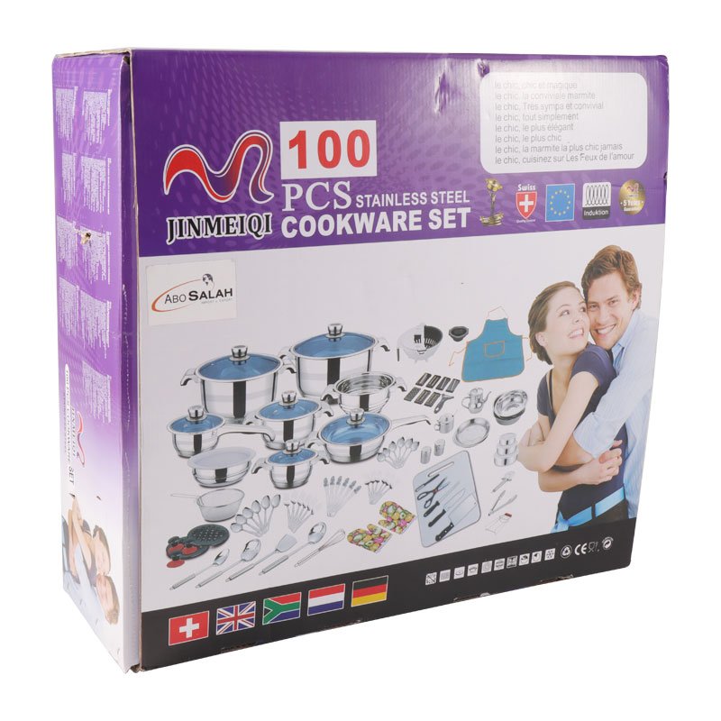 Manufacturer Custom Soup Pot & Stock Pot 100Pcs Stainless Steel Cookware Set with Glass lid with Thermometer