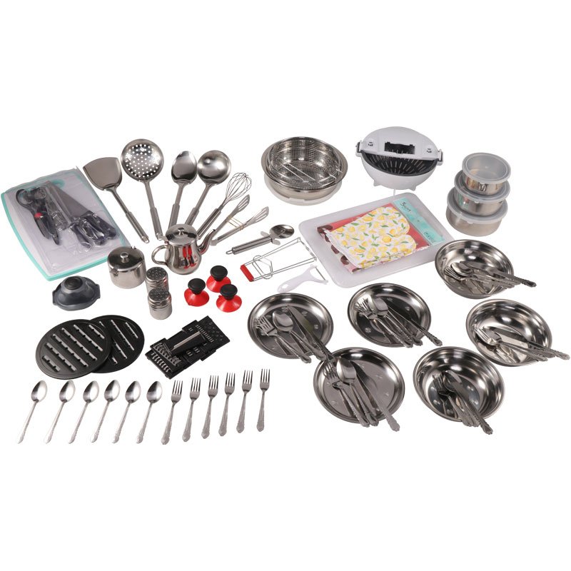 Manufacturer Custom Soup Pot & Stock Pot 100Pcs Stainless Steel Cookware Set with Glass lid with Thermometer