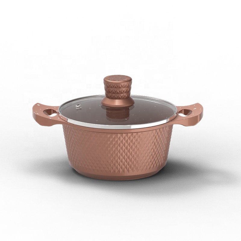 10pcs aluminum Rose Gold triangle diamond shape granite nonstick coating cookware sets