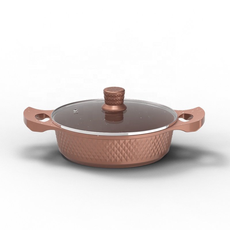 10pcs aluminum Rose Gold triangle diamond shape granite nonstick coating cookware sets