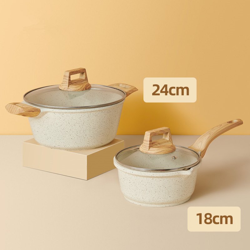 Hot Sale Aluminum Nonstick Cookware Set White Induction Ceramic Pot with Lid Kitchen Cookware Set
