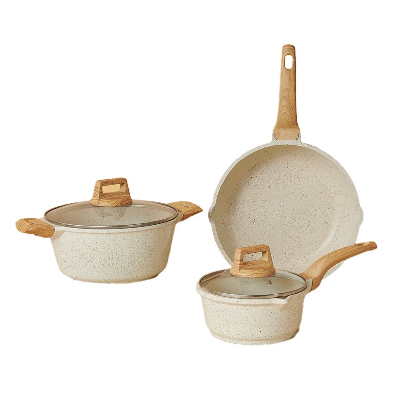 Hot Sale Aluminum Nonstick Cookware Set White Induction Ceramic Pot with Lid Kitchen Cookware Set